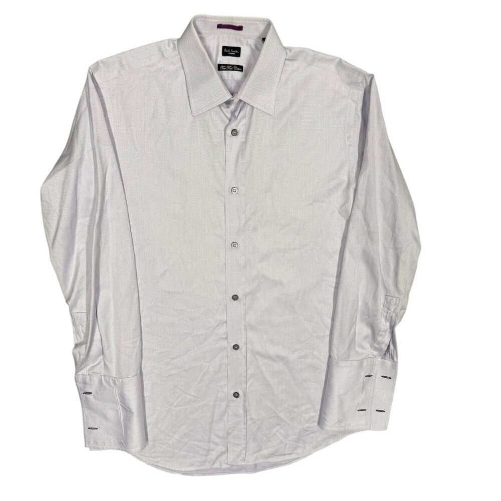 Paul Smith London Dress Shirt Two Fold Cotton Textured French Cuff 38 15 Small